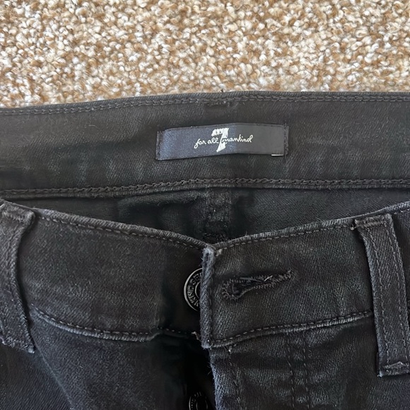 7 For All Mankind Black Distressed Straight Jeans - Picture 3 of 4